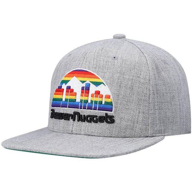 Mens Mitchell & Ness Heathered Gray Denver Nuggets Hardwood Classics Team 2.0 Snapback Hat Product Image