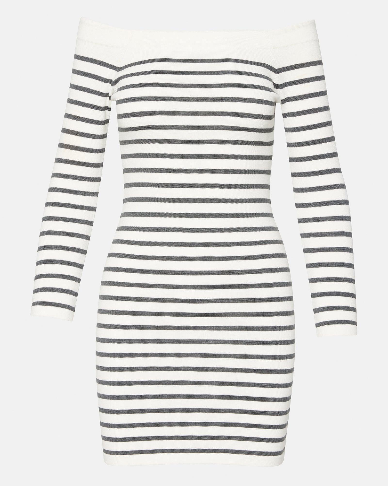 NOA SWEATER DRESS WHITE/BLACK Product Image