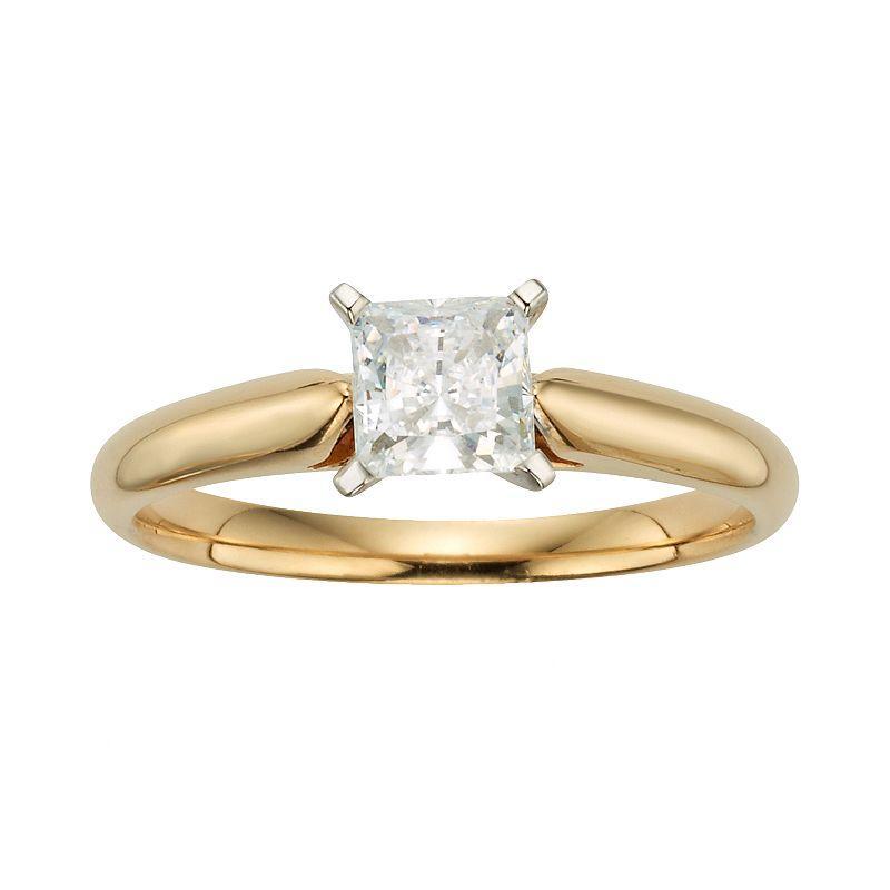 The Regal Collection Princess-Cut IGL Certified Diamond Solitaire Engagement Ring in 14k Gold (3/4 ct. T.W.), Womens White Product Image