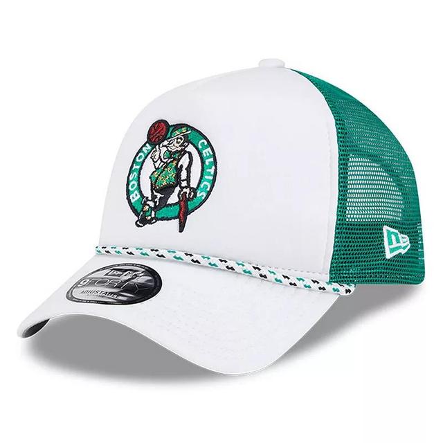 Mens New Era /Kelly Green Boston Celtics Court Sport Foam A-Frame 9FORTY Adjustable Trucker Hat Product Image