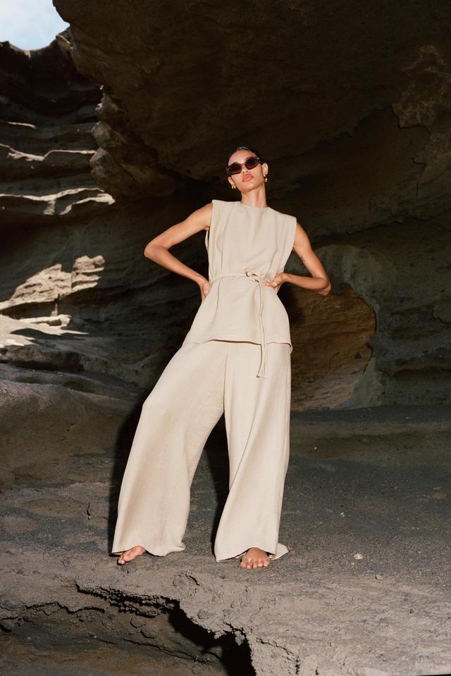 WRINKLED EFFECT WIDE LEG PANTS Product Image