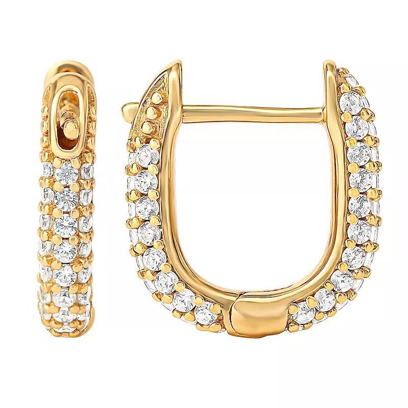 Style Your Way Gold Over Silver Cubic Zirconia Huggie Hoop Earrings, Womens, White Product Image