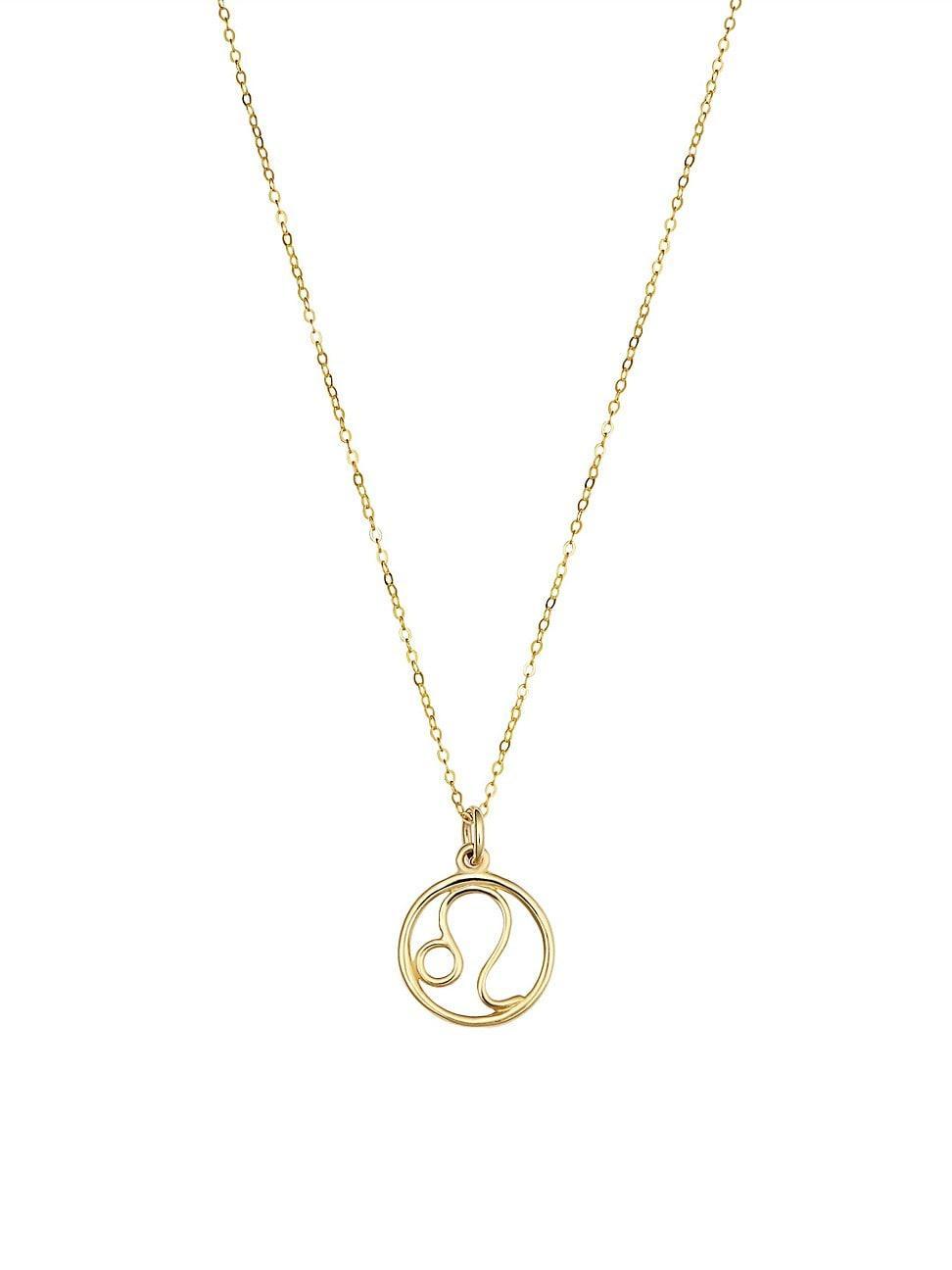 Womens 14K Yellow Solid Gold Zodiac Pendant Necklace Product Image