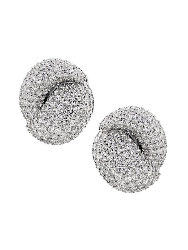 Womens Knot Rhodium-Plated & Cubic Zirconia Stud Earrings Product Image