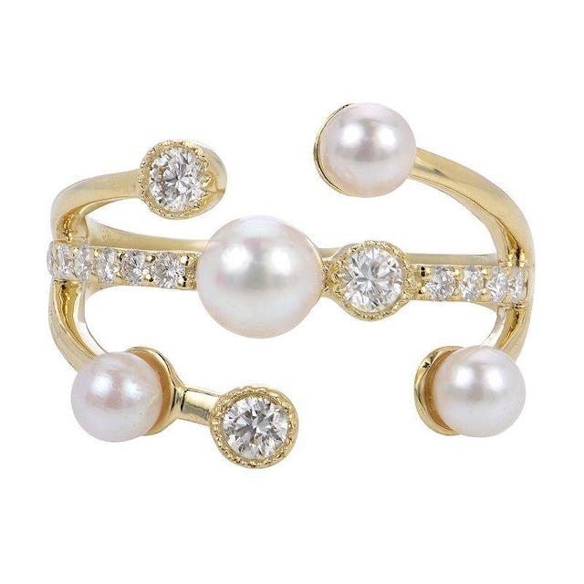 PearLustre by Imperial 14k Gold Akoya Cultured Pearl & Diamond Accent Ring, Womens Product Image