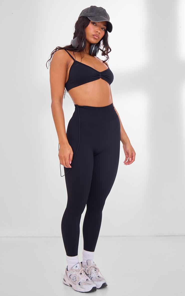 PLT SPORT Black Seamless Twist Front Sports Bra Product Image