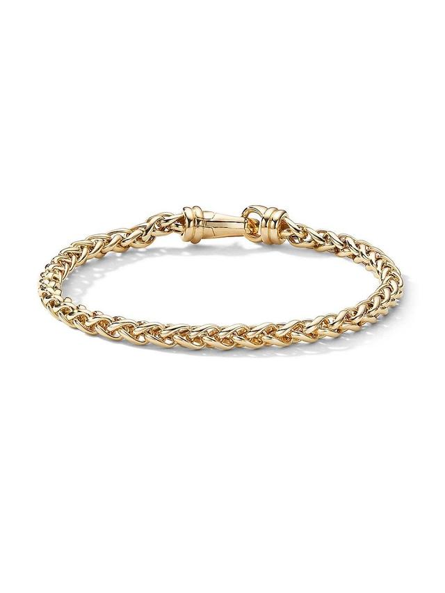 Mens Wheat Chain Bracelet in 18K Yellow Gold Product Image