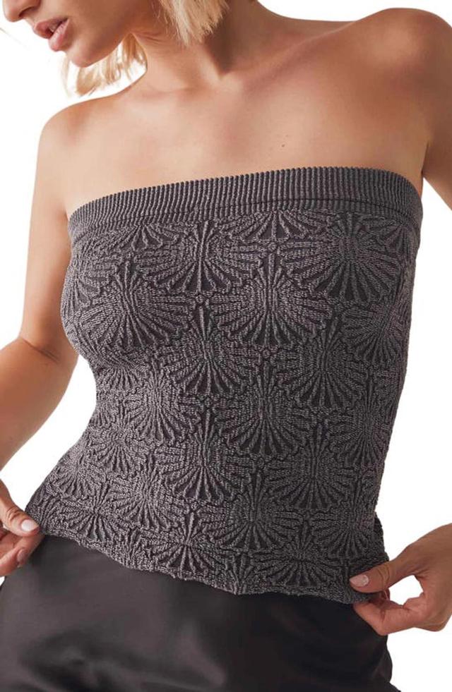 Love Letter Jacquard Tube Top In Black Product Image