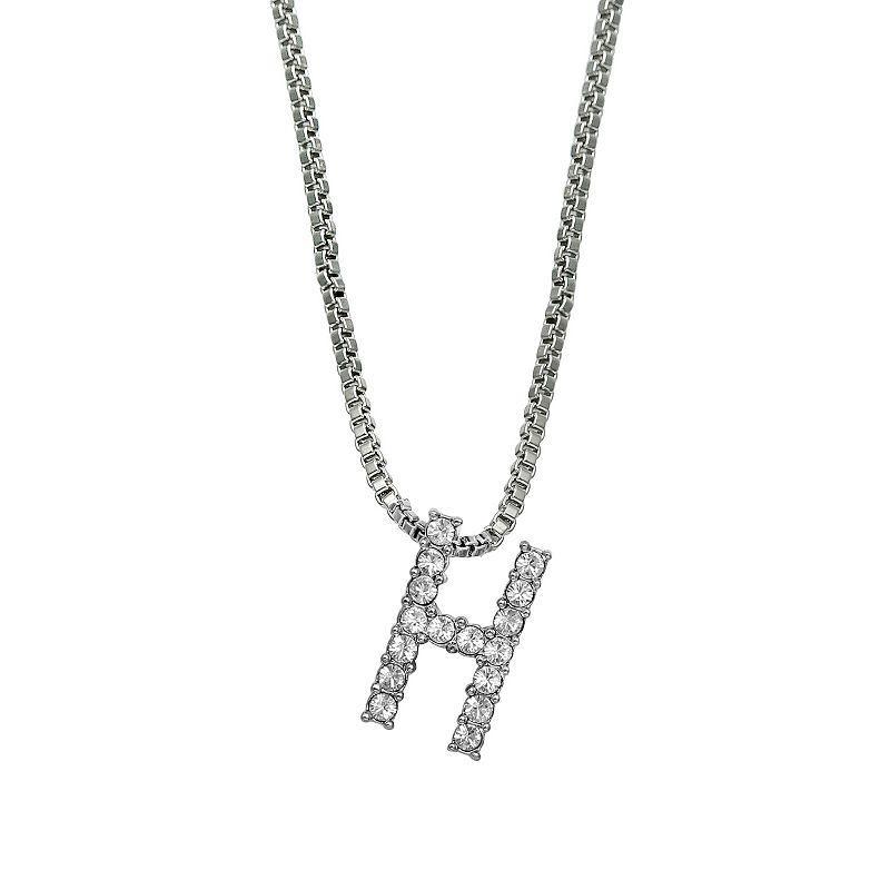 Brilliance Silver Plated Crystal Initial Pendant, Womens White Product Image