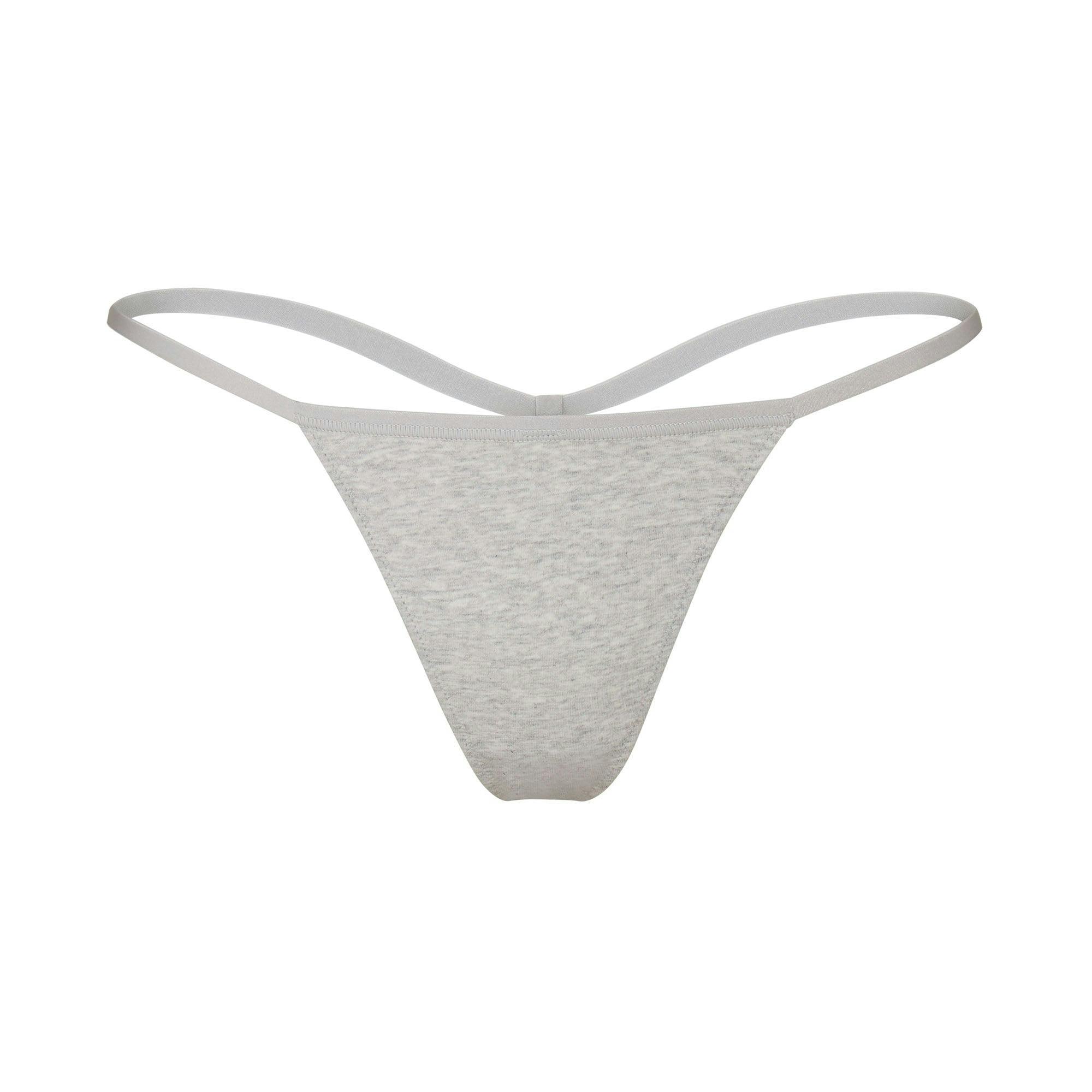 COTTON JERSEY T-STRING THONG | LIGHT HEATHER GREY Product Image