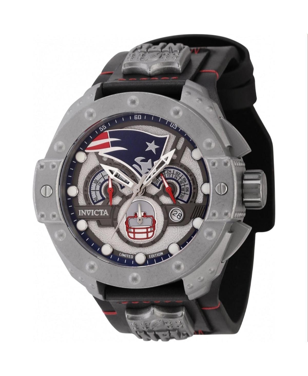 Invicta Mens 45122 Nfl New England Patriots Quartz Chronograph Gunmetal, Red, Silver, Blue Dial Watch - Black Product Image