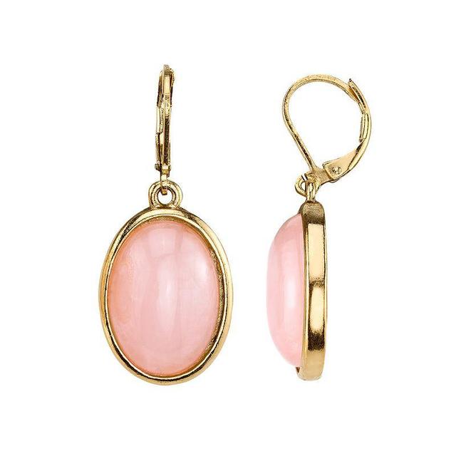 1928 Oval Cabochon Drop Earrings, Womens, Pink Product Image