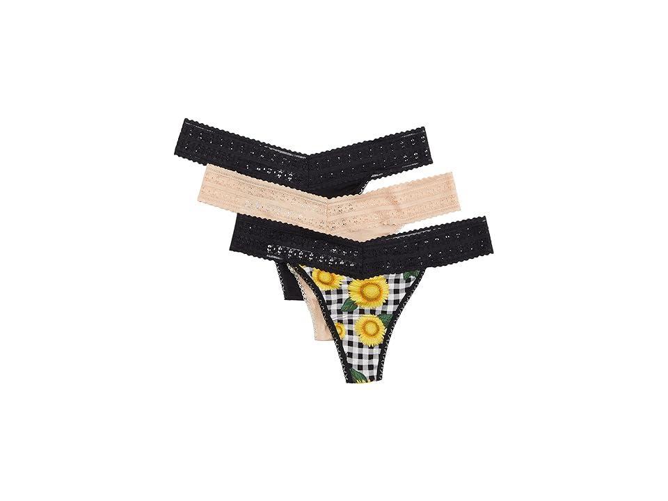 Hanky Panky Dream Original Thong 3-Pack (Chai/Fields of Gold/Black) Women's Underwear Product Image