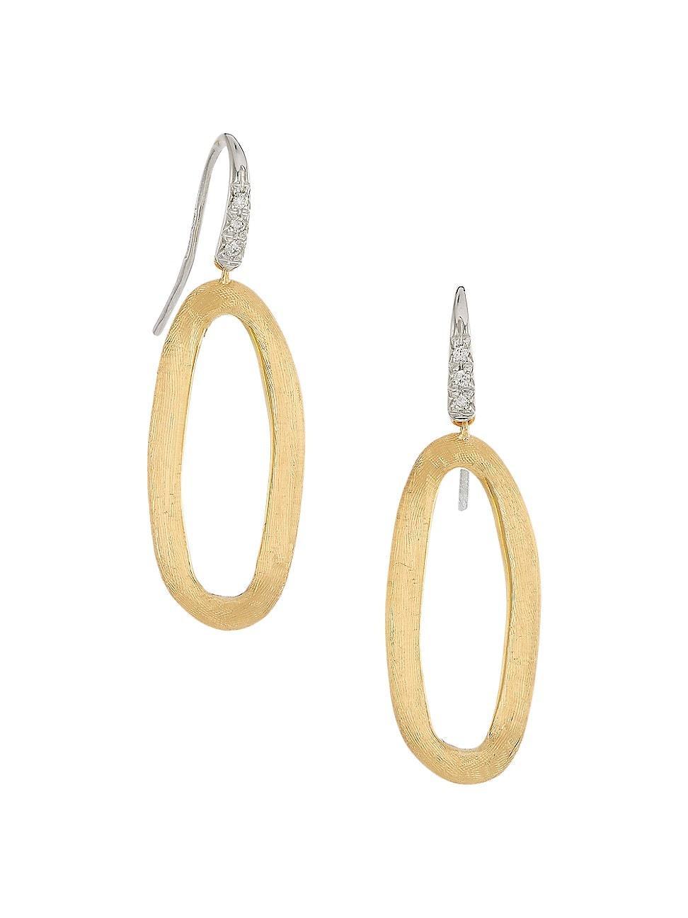 Marco Bicego 18K White & Yellow Gold Jaipur Link Diamond Oval Link Drop Earrings Product Image