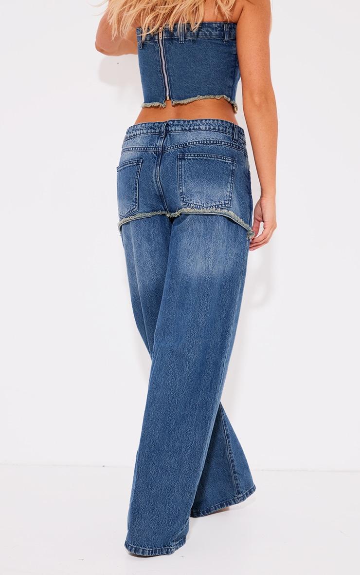  Vintage Wash Exposed Pocket Denim Straight Leg Jeans Product Image