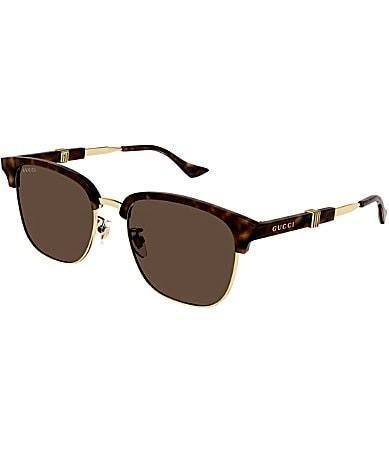 Gucci Mens Running Web 55mm Havana Round Sunglasses Product Image