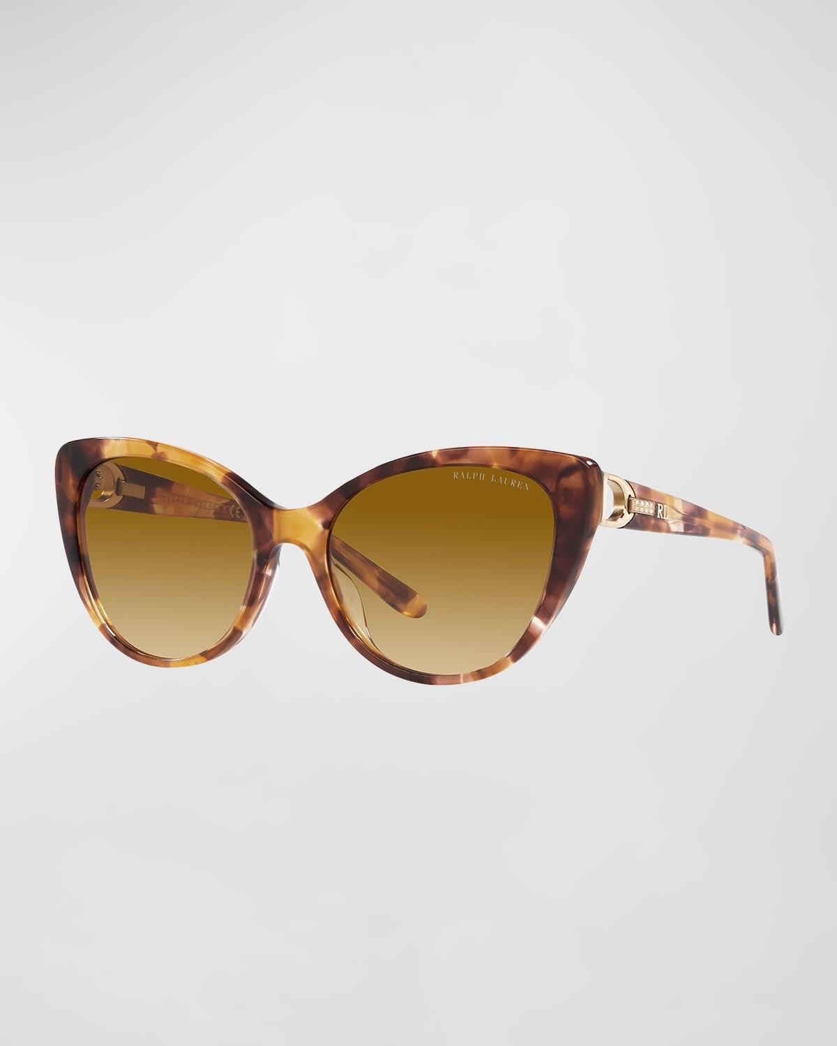 Crystal-Embellished Golden Acetate Cat-Eye Sunglasses product image