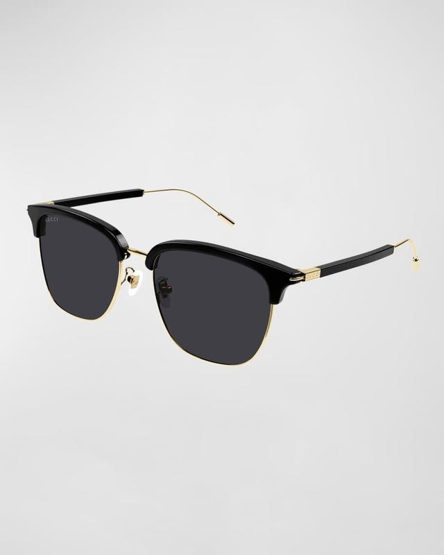 Men's Half-Rim Acetate/Metal Round Sunglasses Product Image