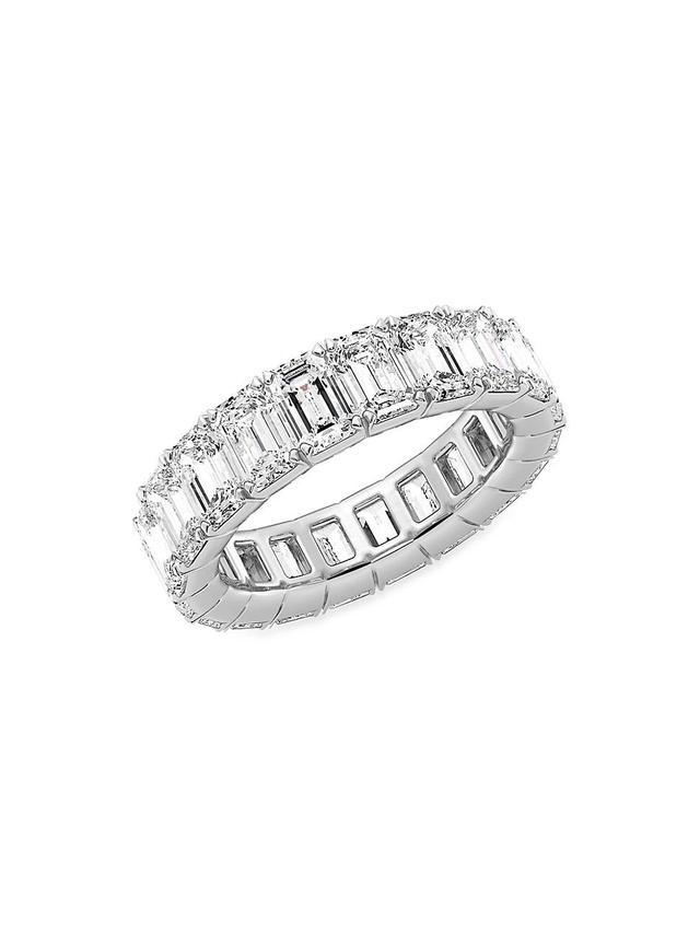 Womens 14K White Gold & 8 TCW Emerald-Cut Lab-Grown Diamond Eternity Band Product Image