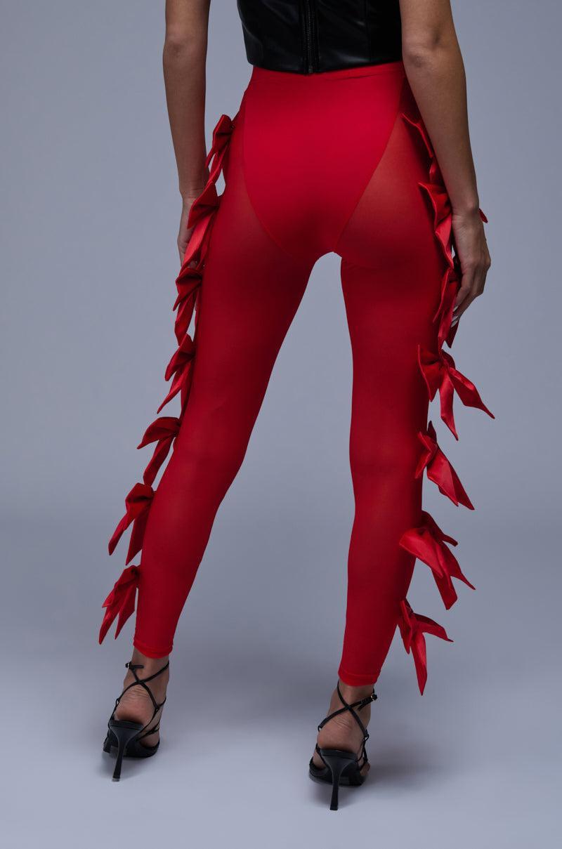 FEELING CUTE BOW LEGGING IN RED Product Image