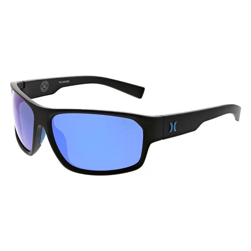 Mens Hurley Blackout 64mm Wrap Polarized Sunglasses Product Image