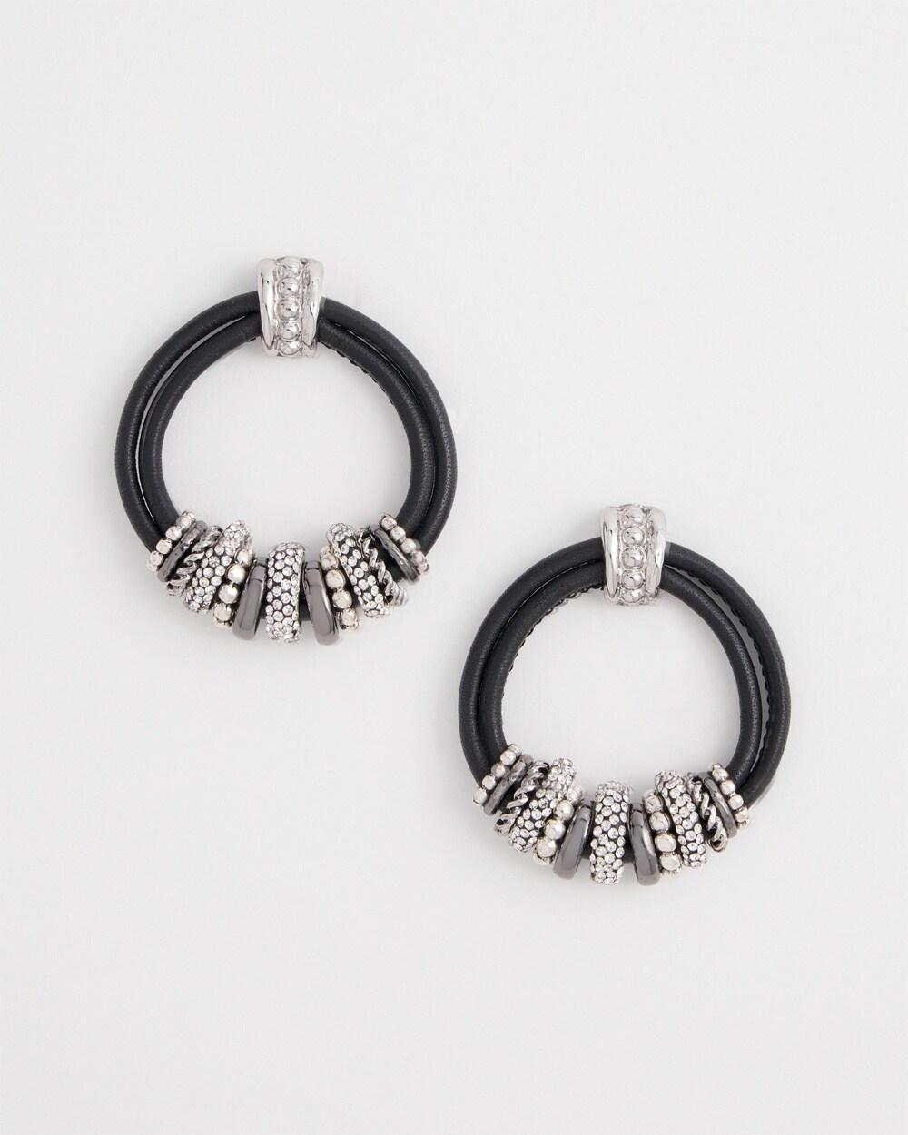 No Droop™Leather Silver Tone Earrings Product Image