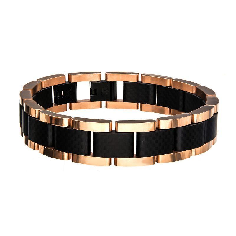 Mens Two Tone Stainless Steel & Carbon Fiber Bracelet Multi Product Image