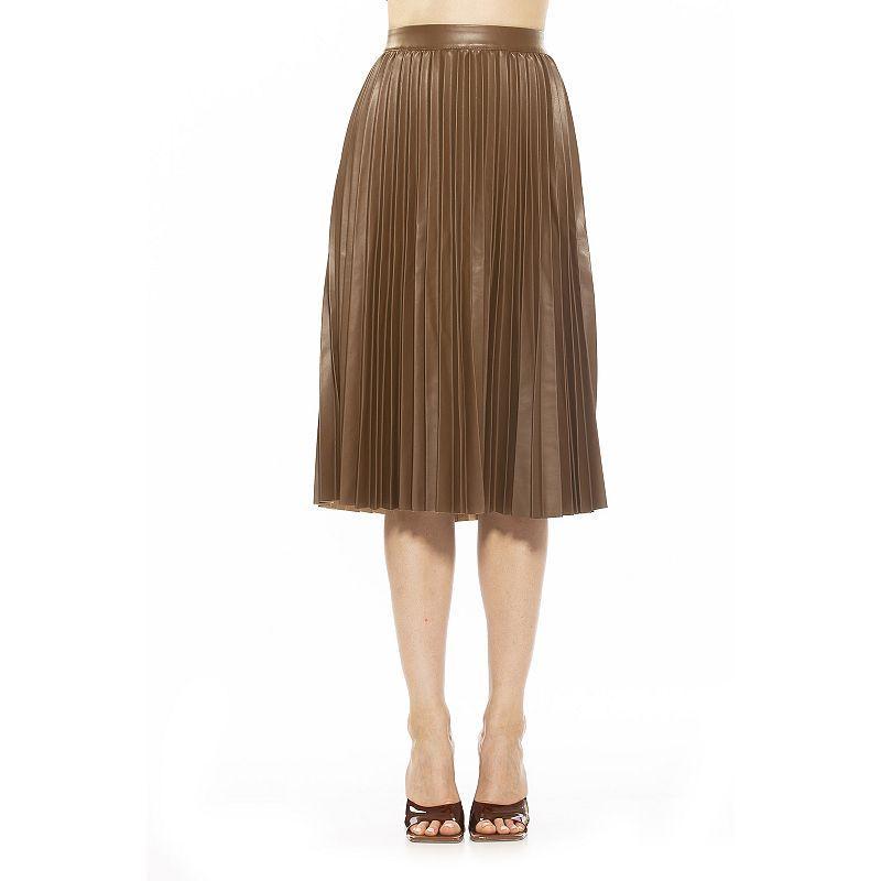 Womens Alexia Admor Luca Leather Midi Skirt Brt Green Product Image