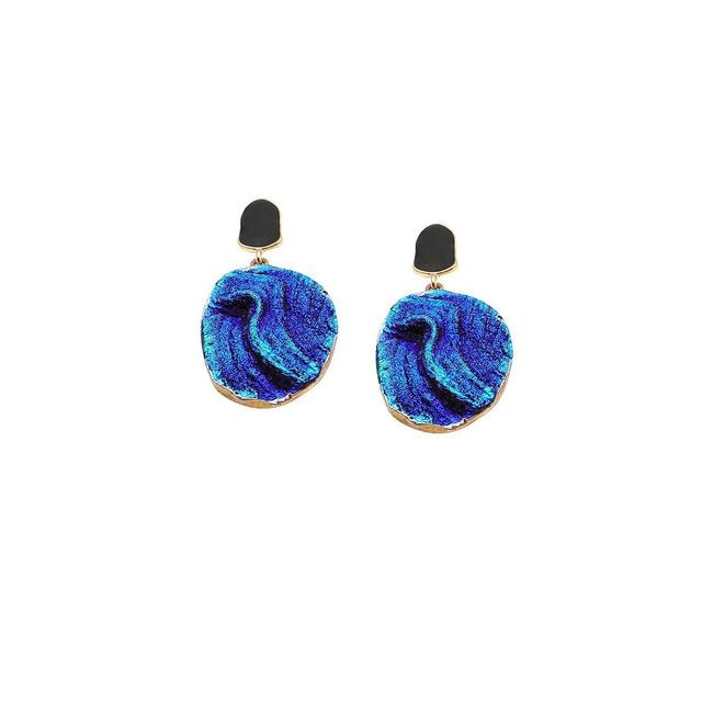 Sohi Womens Blue Textured Circular Drop Earrings Product Image