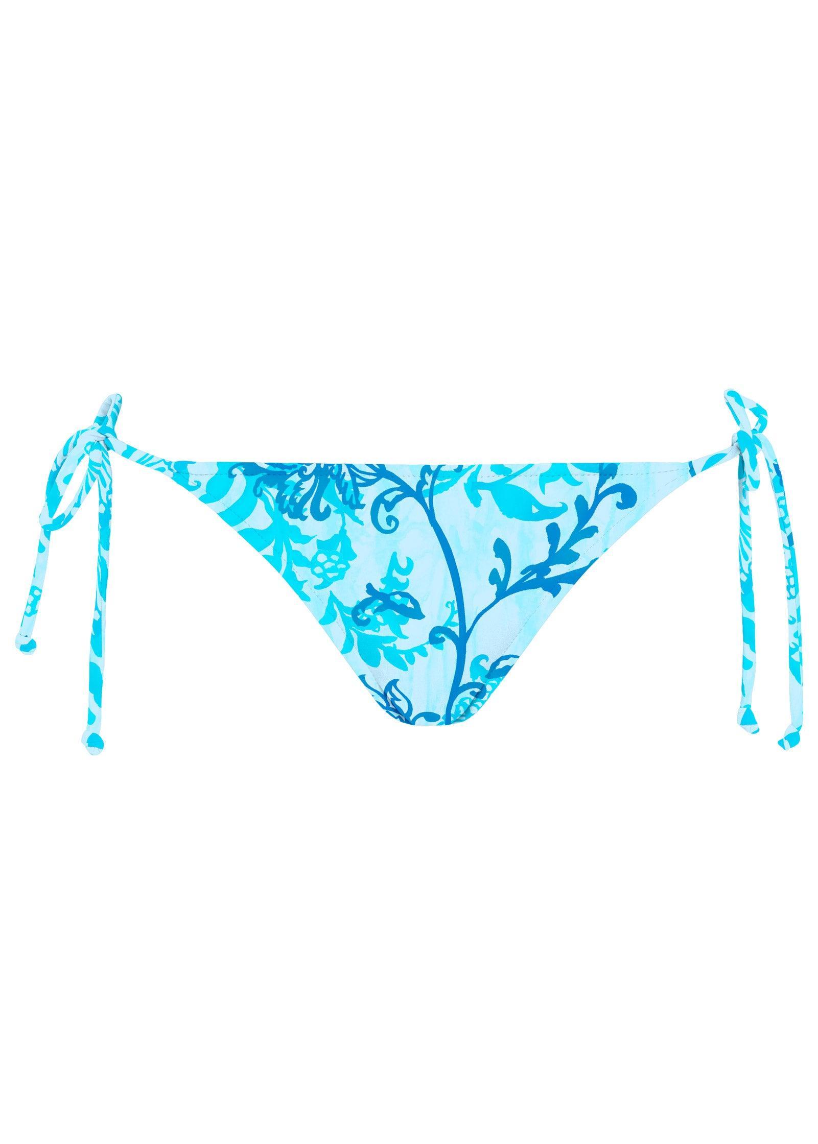 Miami Tie Side Bottom  - Aqua Floral Vine Product Image