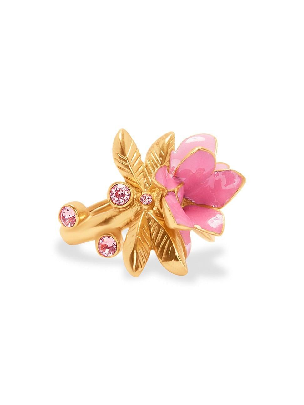 Womens Goldtone, Enamel & Glass Crystal Flower Ring Product Image