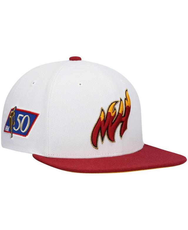 Mens Mitchell & Ness /Red Miami Heat Hardwood Classics 50th Anniversary Snapback Hat Product Image