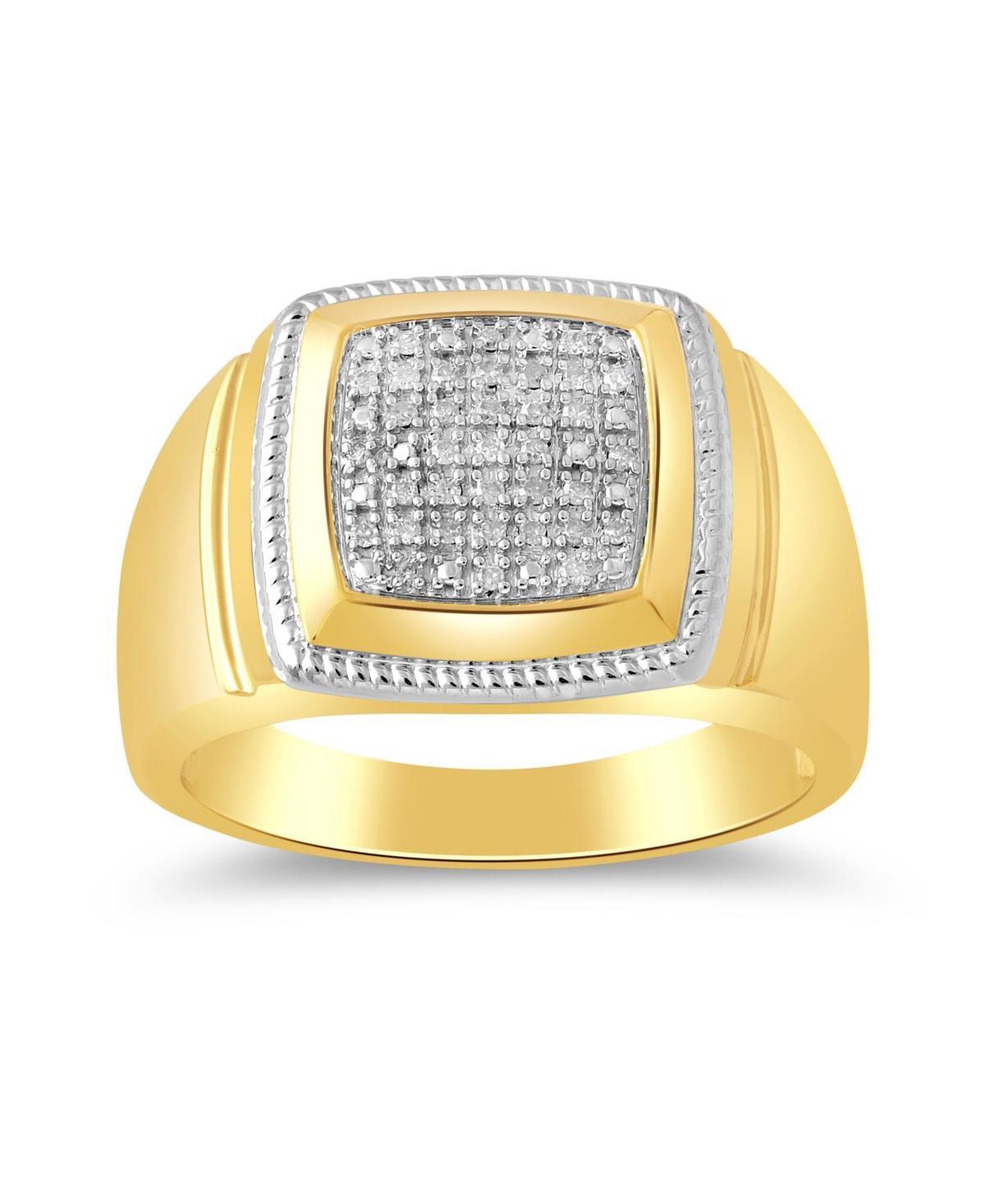 Mens Diamond Cluster Style Ring (1/10 ct. t.w.) in 18k Gold-Plated Sterling Silver Product Image