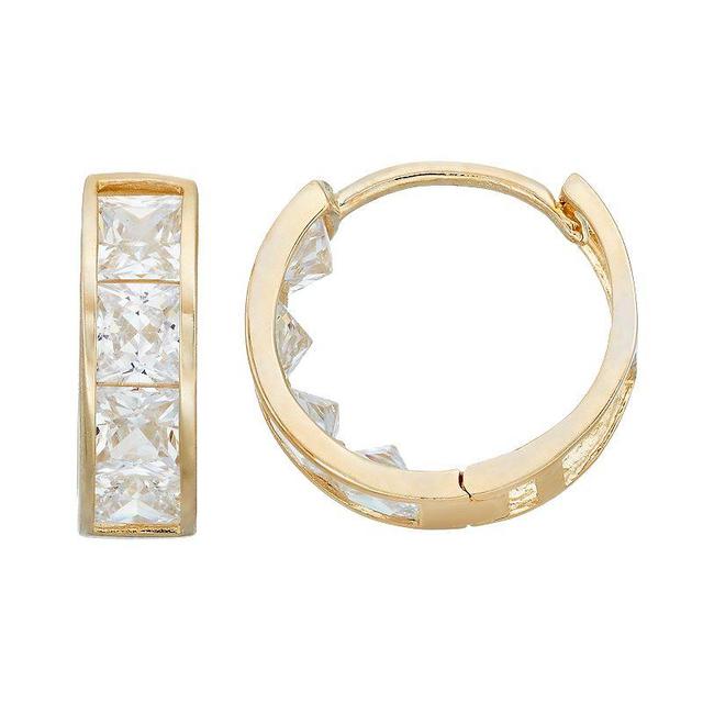 Forever 14K Cubic Zirconia Huggie Hoop Earrings, Womens, 14k Gold Product Image