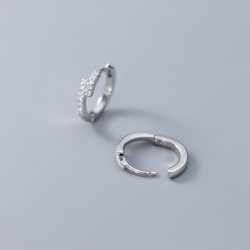 925 Sterling Silver Rhinestone Hoop Earring Product Image