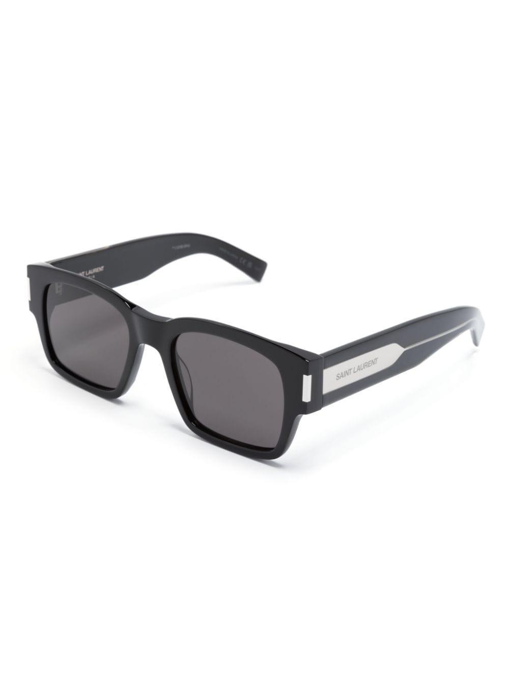 Ysl-plaque Square-frame Sunglasses In Black Product Image