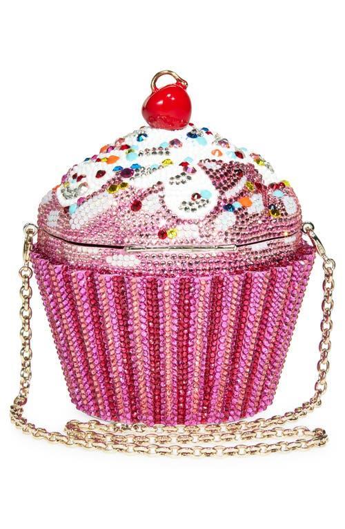 Cherry Cupcake Crystal Clutch In Silver Fuchsia Multi Product Image