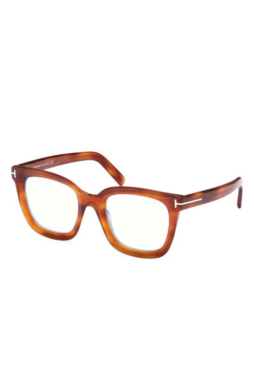 TOM FORD 51mm Square Blue Light Blocking Glasses In Blonde Havana Product Image