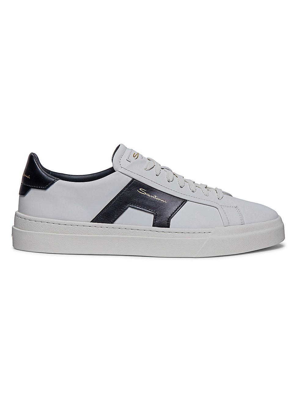 Mens Double Buckle Leather Sneakers Product Image