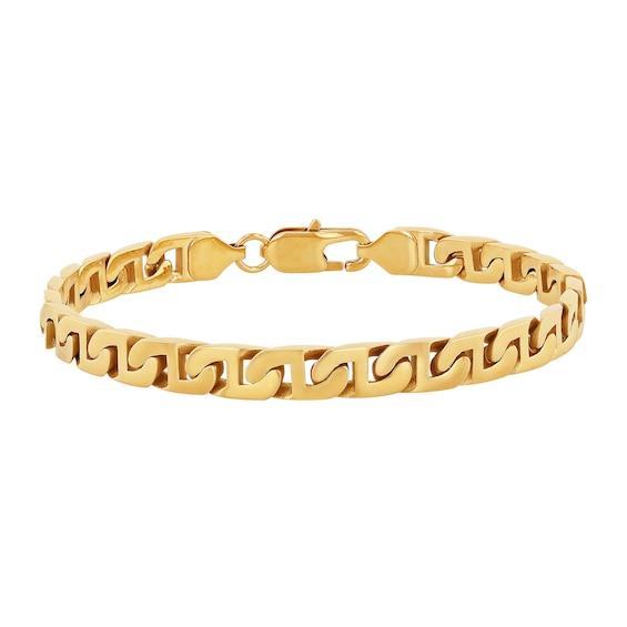 Men's 6.5mm Flat Mariner Chain Bracelet in Stainless Steel with Yellow Ion Plate - 8.5" Product Image