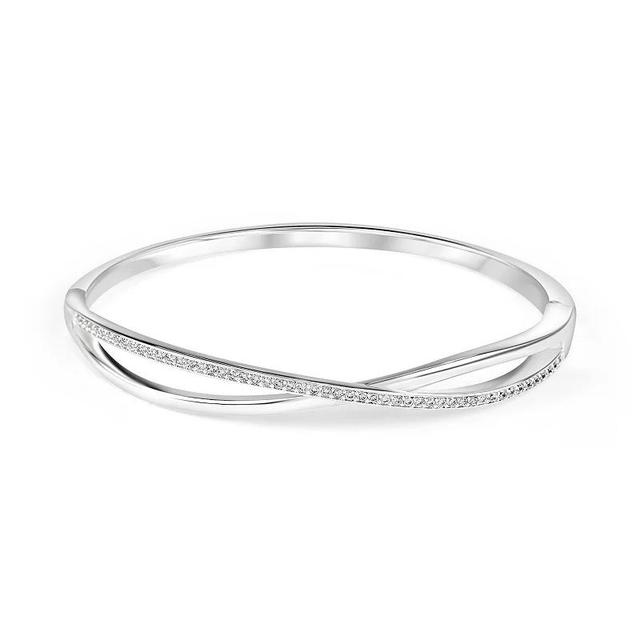 Danecraft Fine Silver Plated Cubic Zirconia Crisscross Bangle Bracelet, Womens Silver Tone Product Image