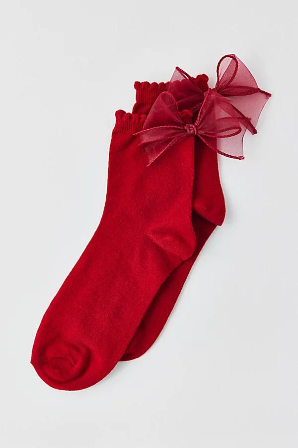 Oversized Bow Crew Sock Womens at Urban Outfitters Product Image