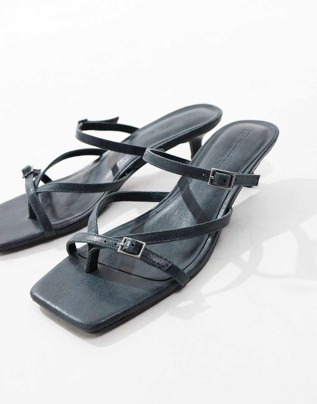 Pull&Bear open toe sandals in black Product Image