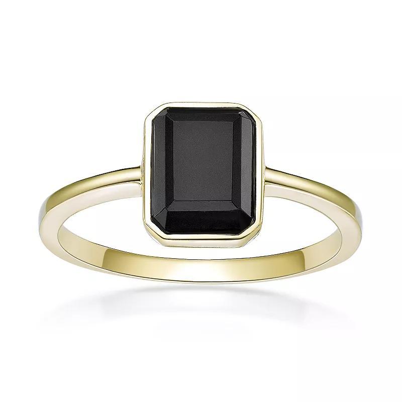 Gemminded 2 Micron Gold Over Silver Black Onyx Ring, Womens Gold Tone Product Image