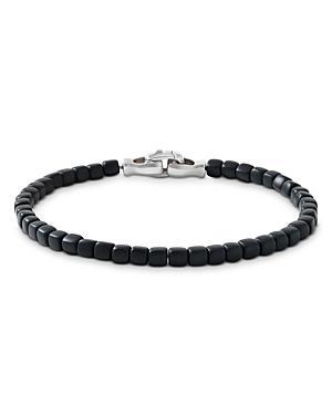 David Yurman Mens Sterling Silver Spiritual Beads Onyx Bead Bracelet Product Image