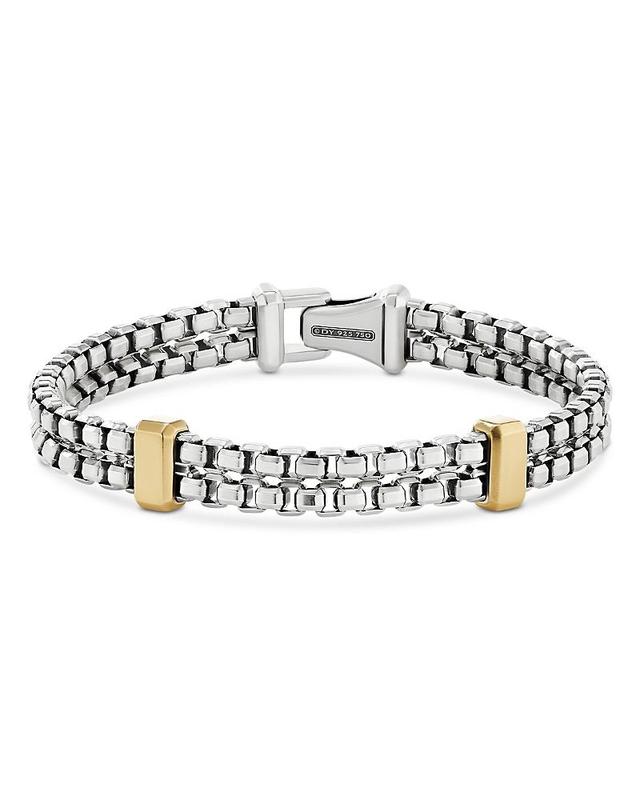 Mens Double Box Chain Bracelet with 18K Yellow Gold Product Image