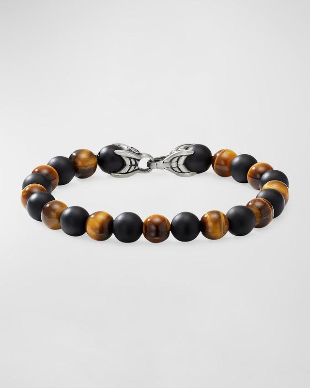 Mens Spiritual Beads Alternating Bracelet with Tigers Eye and Black Onyx Product Image