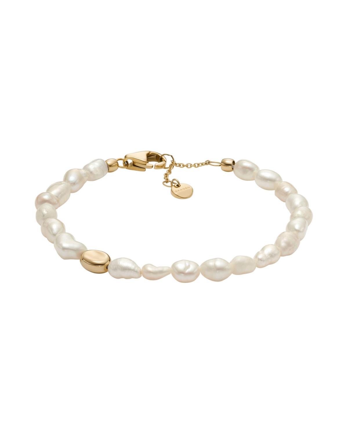 Skagen Womens Agnethe Pearl White Freshwater Pearl Beaded Bracelet, SKJ1825710 Product Image