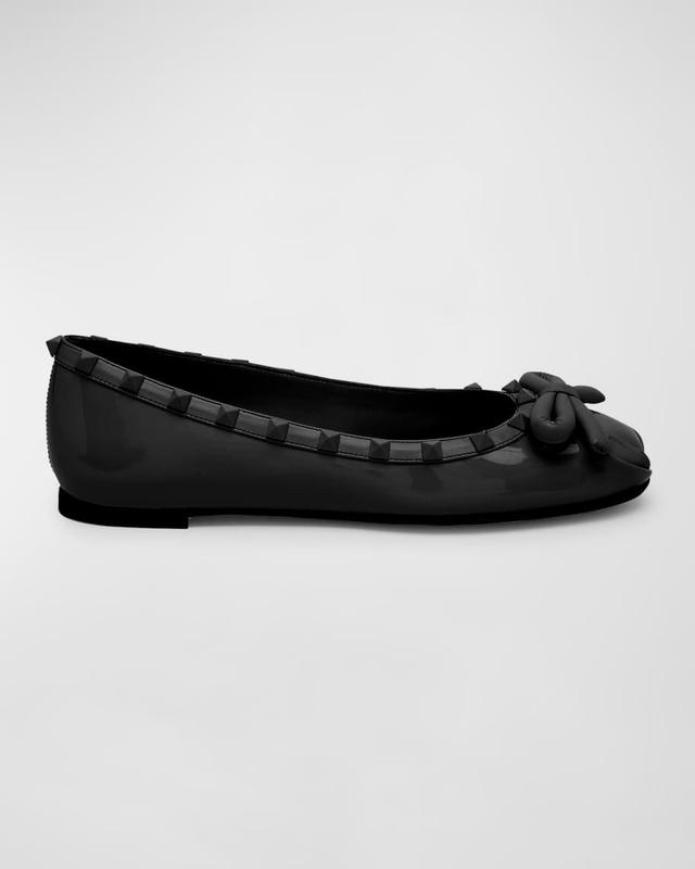 Rockstud Tonal Leather Ballerina Flats Product Image