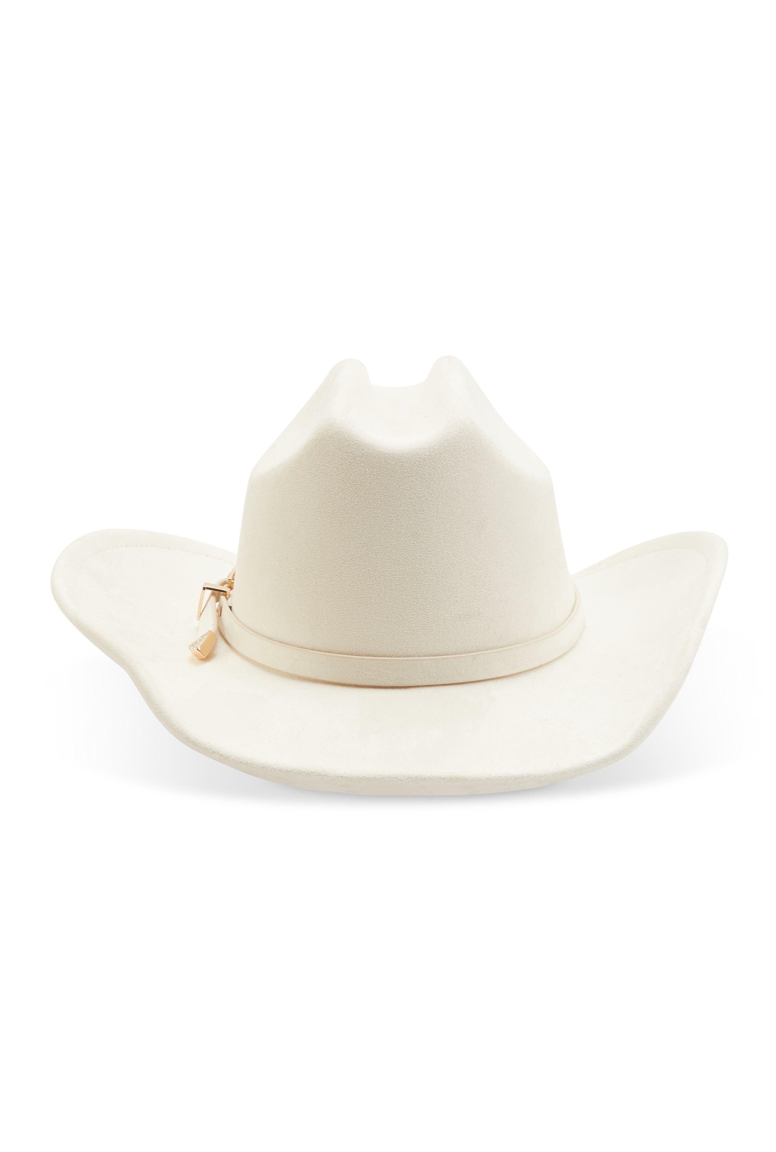 Rhinestone Buckle Faux Suede Cowboy Hat Female Product Image